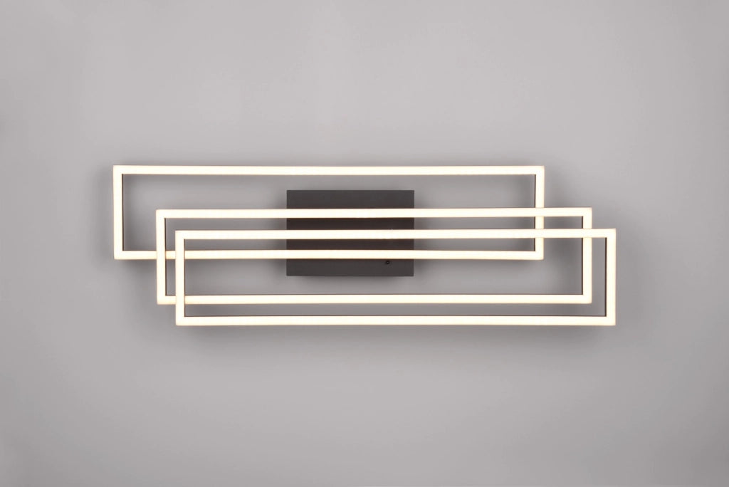 Plafoniera LED rettangolare 66cm 36W nera con telecomando
