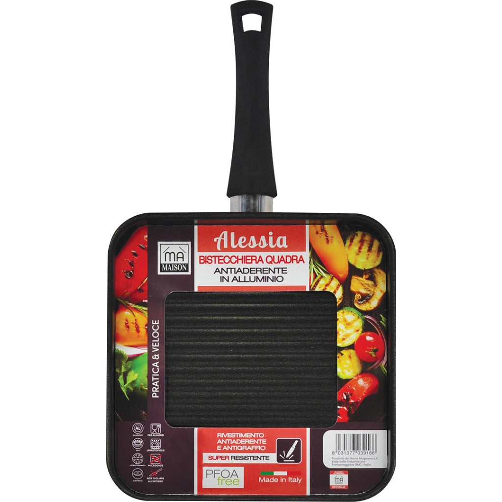 MA MAISON BISTECCHIERA LINEA ALESSIA 23,5X23,5 CM QUADRTA ANTIADERENTE E ANTIGRAFFIO IN ALLUMINIO