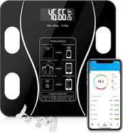 Pesa corpo con indice di massa corporea - Pesa personale con analisi del corpo - Pesa con corpo e applicazione - Applicazione inclusa - Nero