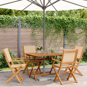 Set Pranzo da Giardino 5 pz Beige in Tessuto e Legno Massello 3281835