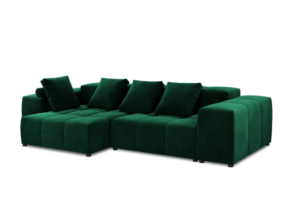 Cosmopolitan Design - Divano angolare modulare reversibile "Rome" 4 posti in velluto verde bottiglia 