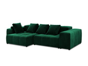 Cosmopolitan Design - Divano angolare modulare reversibile "Rome" 4 posti in velluto verde bottiglia 