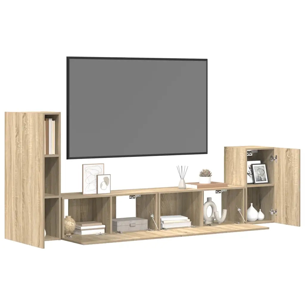 Set di Mobili Porta TV 4 pz Rovere Sonoma in Legno Multistrato 3114624