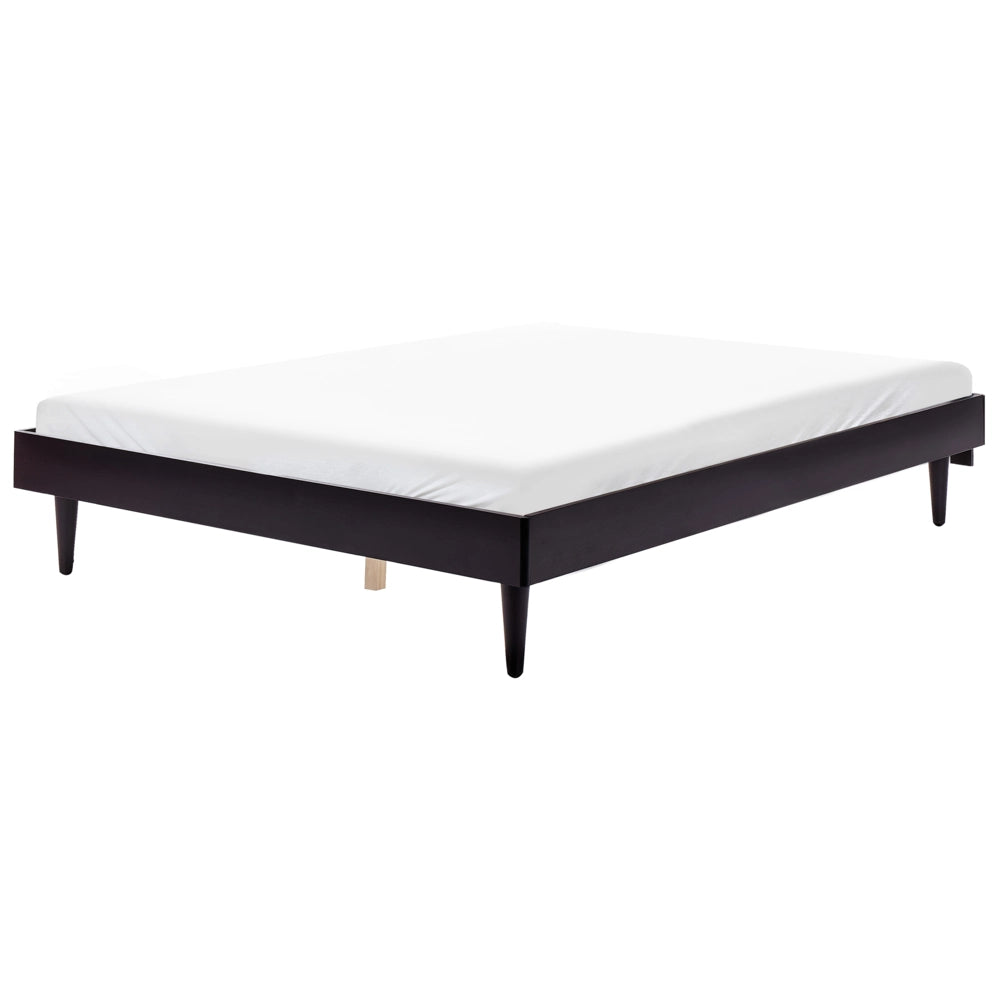 Letto in legno di gomma nero 160 x 200 cm senza testata con rete a doghe stile rustico minimalista