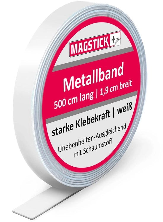 Striscia magnetica autoadesiva in acciaio in lamina come base di adesione per magneti Larghezza 19 mm Lunghezza 5 m (2 x 2,5 m) Magneetstrip Facile da tagliare a misura per magneti mag245