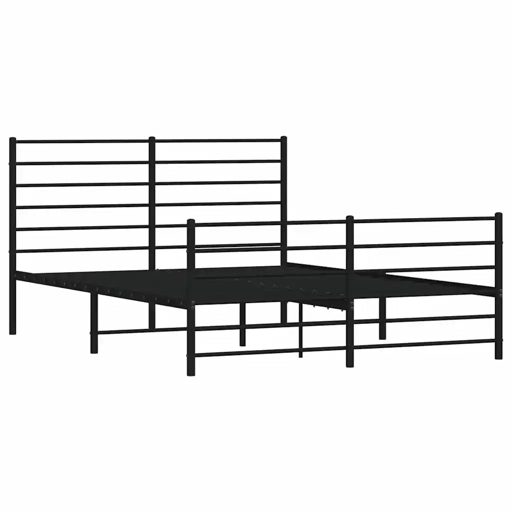 Letto matrimoniale | Letto per adulti | Giroletto con Testiera e Pediera Metallo Nero 140x200 cm