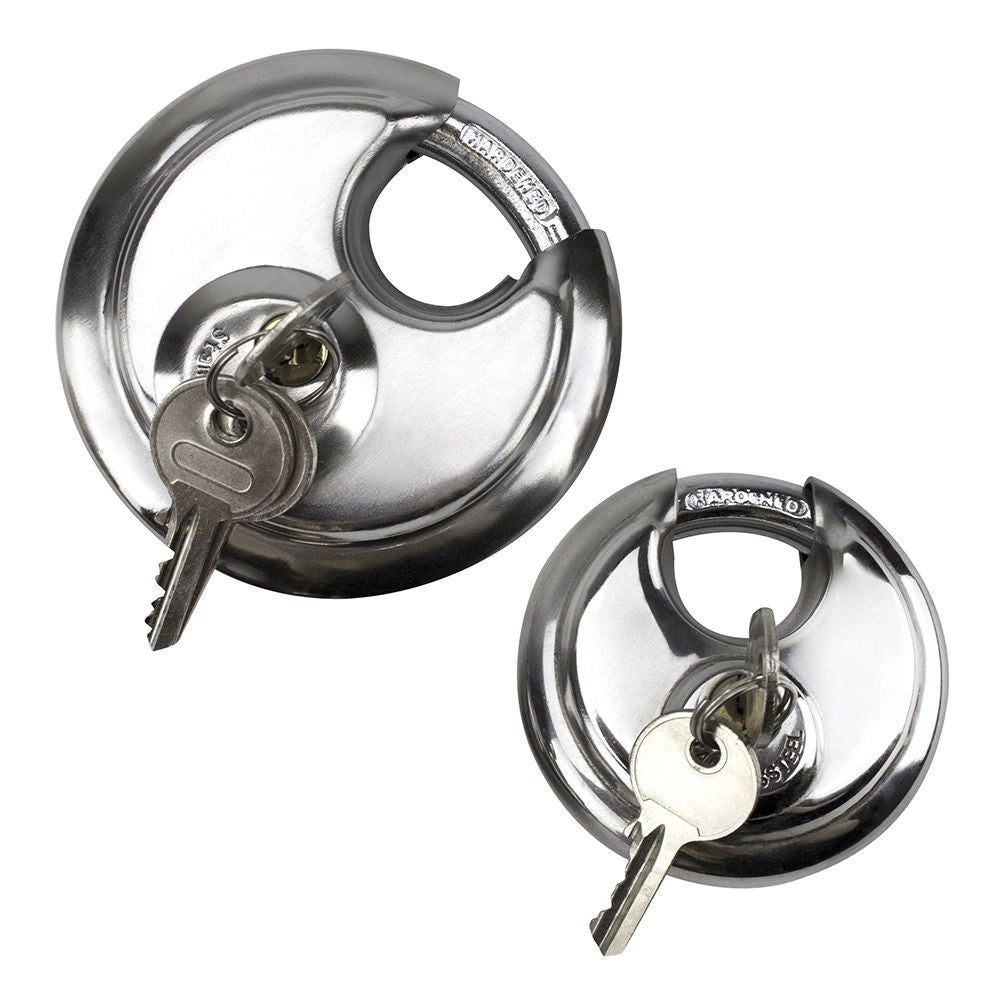 Trade Shop - Lucchetto In Acciaio Corazzato Blocca Disco Per Moto Bici 80mm Con 2 Chiavi -