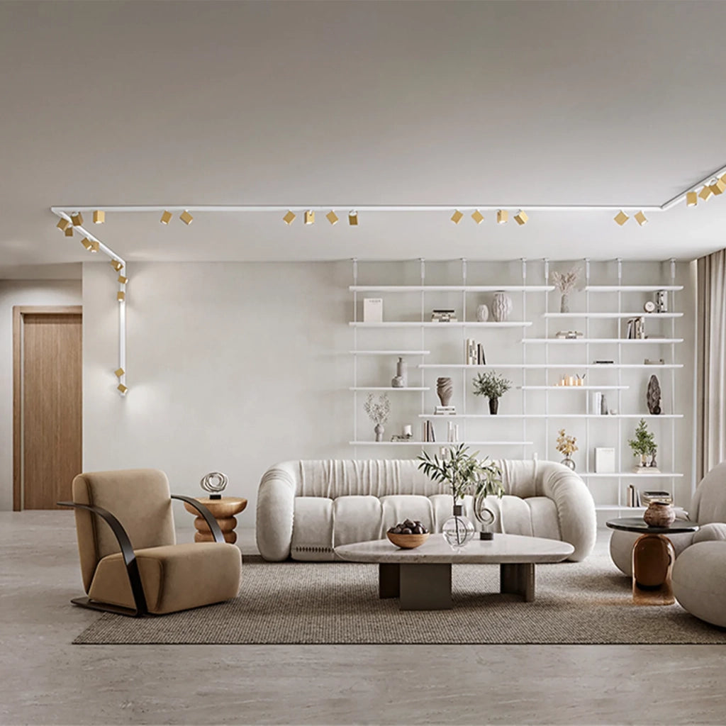 Sistema Modulare Moderno Snodo Faretti Metallo Bianco Opaco 2 Luci Gu10
