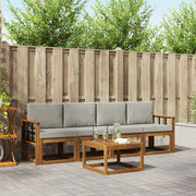 Set di divani da esterno 5 pcs Grigio Naturale e Chiaro