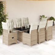 Set BistrÃ² da Giardino 9 pz con Cuscini in Polyrattan Marrone