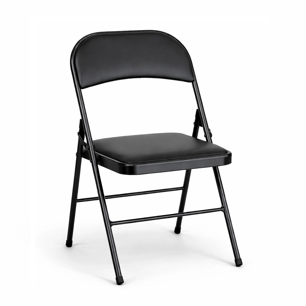 Set 4 Sedie Pieghevoli Metallo Ecopelle Imbottita Ergonomiche Salvaspazio Nero