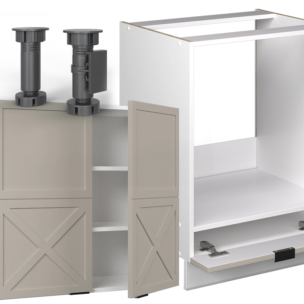 Vicco Cucina angolare completa Grigio/beige/bianco 227 x 60 cm senza piano di lavoro