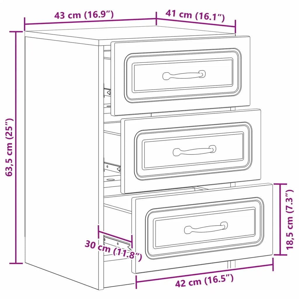 Comodino | Armadio da Notte | Mobiletto da notte con cassetto Grigio Sonoma 43 x 41 x 63,5 cm