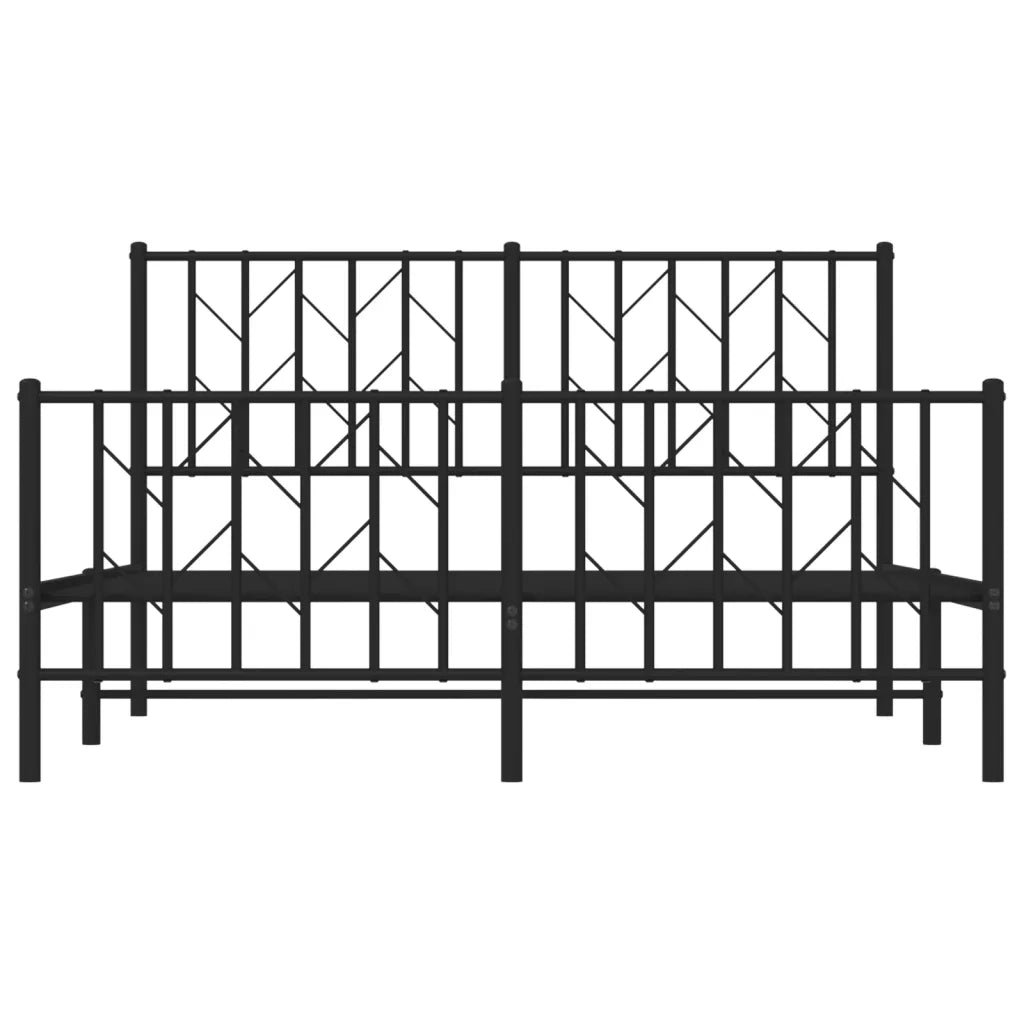 Giroletto con Testiera e Pediera Metallo Nero 135x190 cm 374454