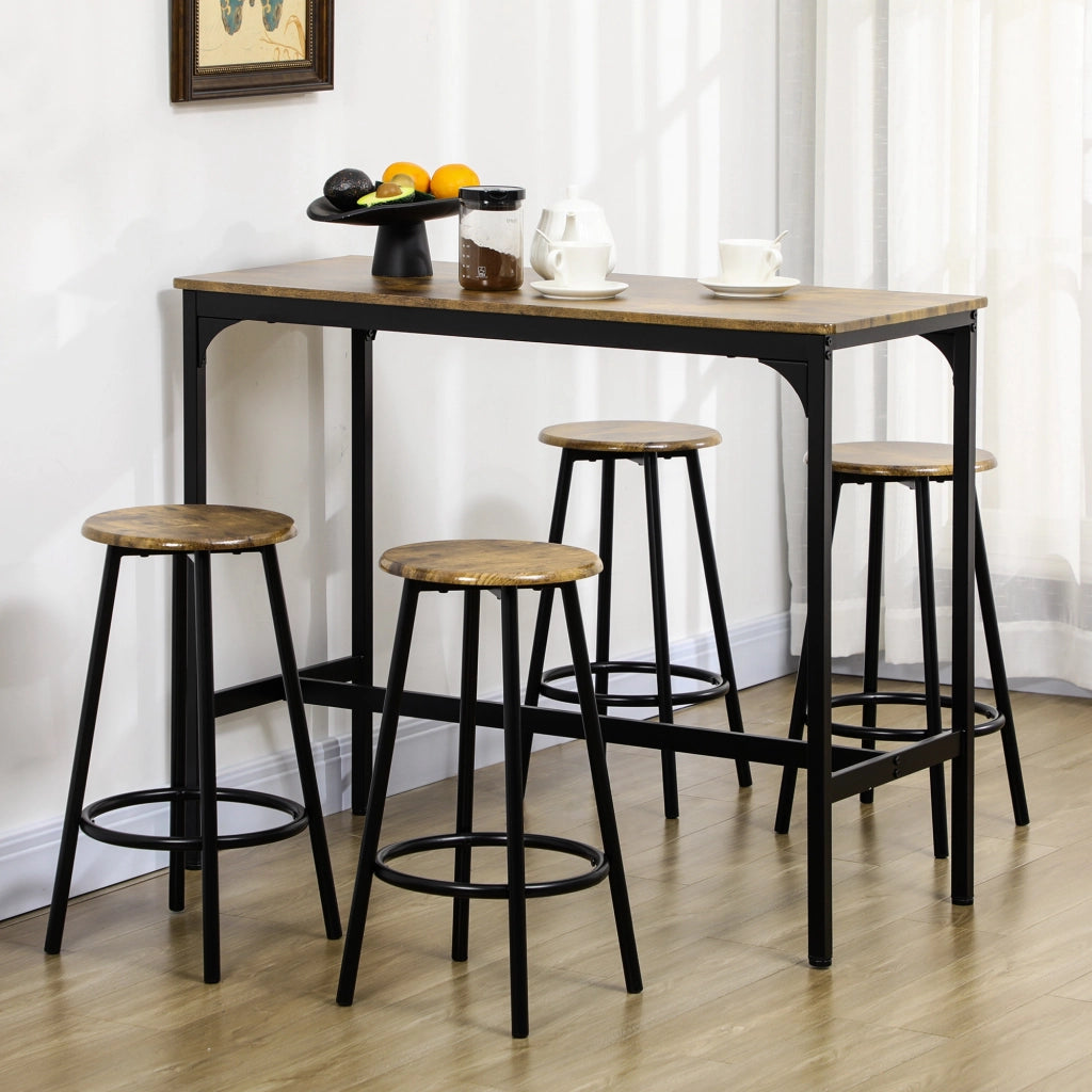 Tavolo da pranzo allungabile con 4 sgabelli ¨C zephmum ¨C Nero, metallo, 90x200