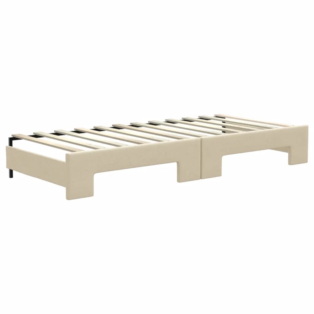 Divano Letto Estraibile con Cassetti Crema 80x200 cm in Tessuto 3197461