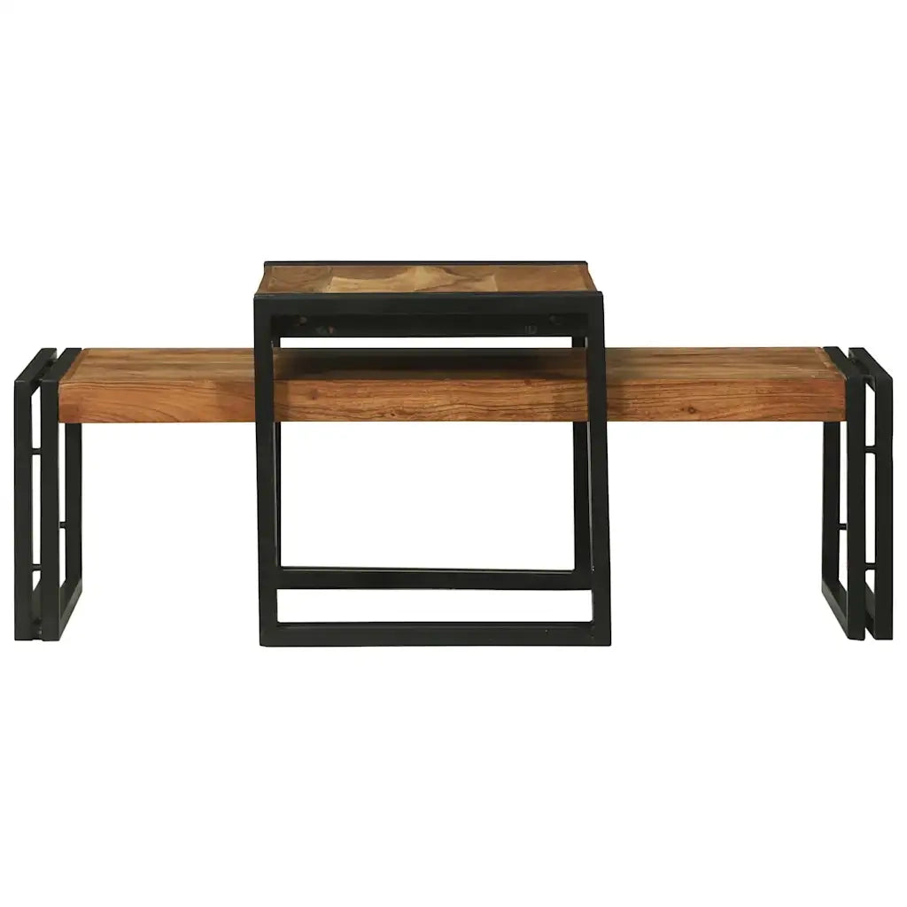 2 pz Tavolino da salotto | Tavolino da caff¨¨ | Tavolino da Soggiorno Marrone Legno di Acacia Massello