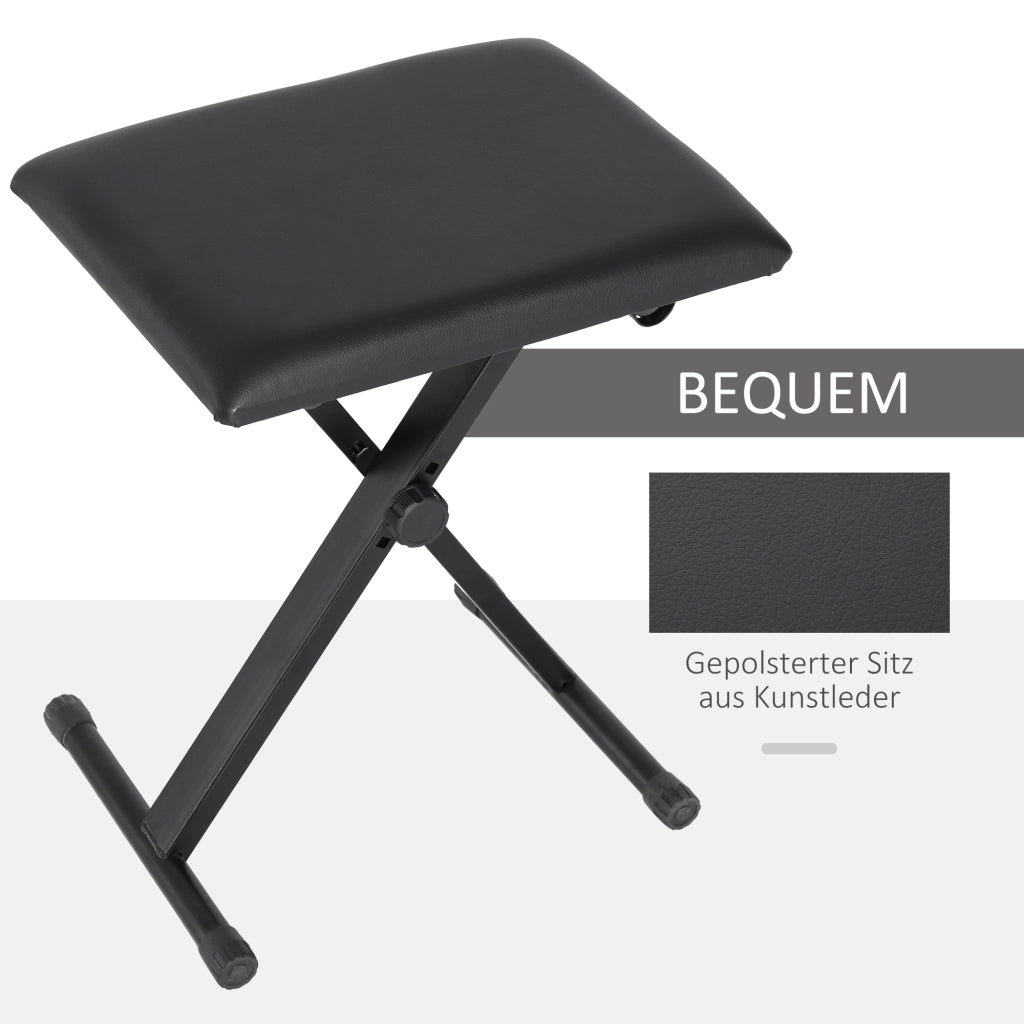 Sgabello per Pianoforte Regolabile ¨C Zephmum ¨C Pelle Sintetica 39x29x37-47 cm Nero