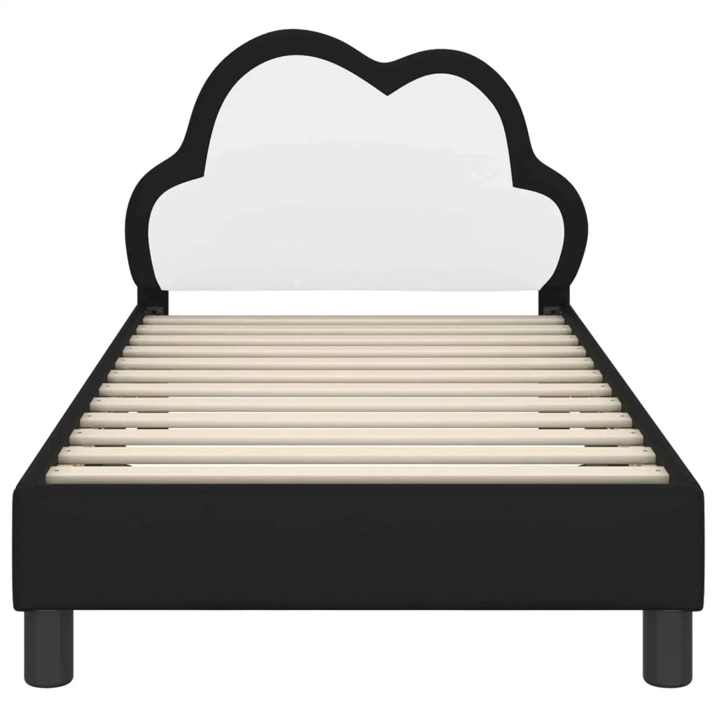 Struttura letto Bambini | Letto Infantile | Lettino con testata Nero 80 x 160 cm PU