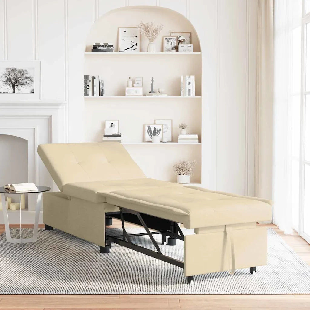 Divano Letto Estraibile-Sofa Letto-Daybed Crema 194 x 50 x 82 cm Legno compensato