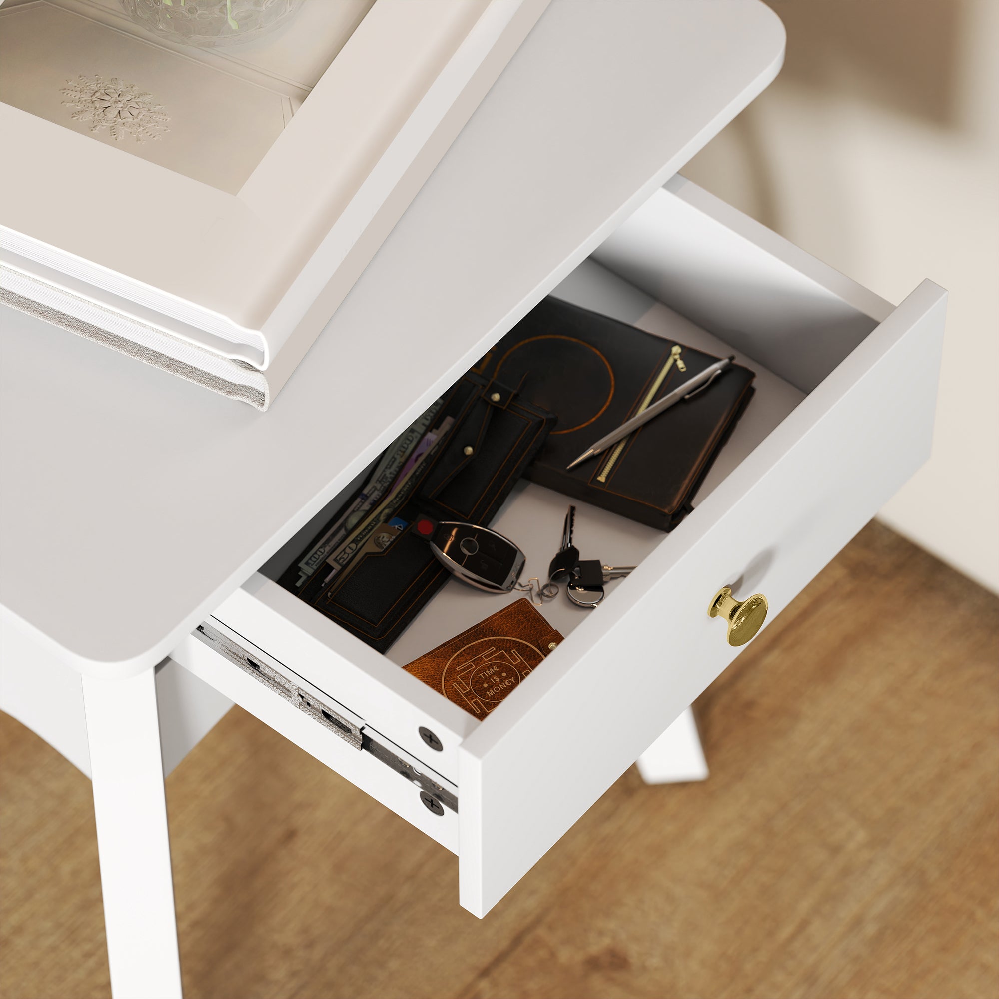 Tavolino da Salotto in Stile Francese 45x35x55 cm in MDF Bianco