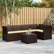 Divano da Giardino 5 Posti con Cuscini Stile Rattan PP Marrone 3444074