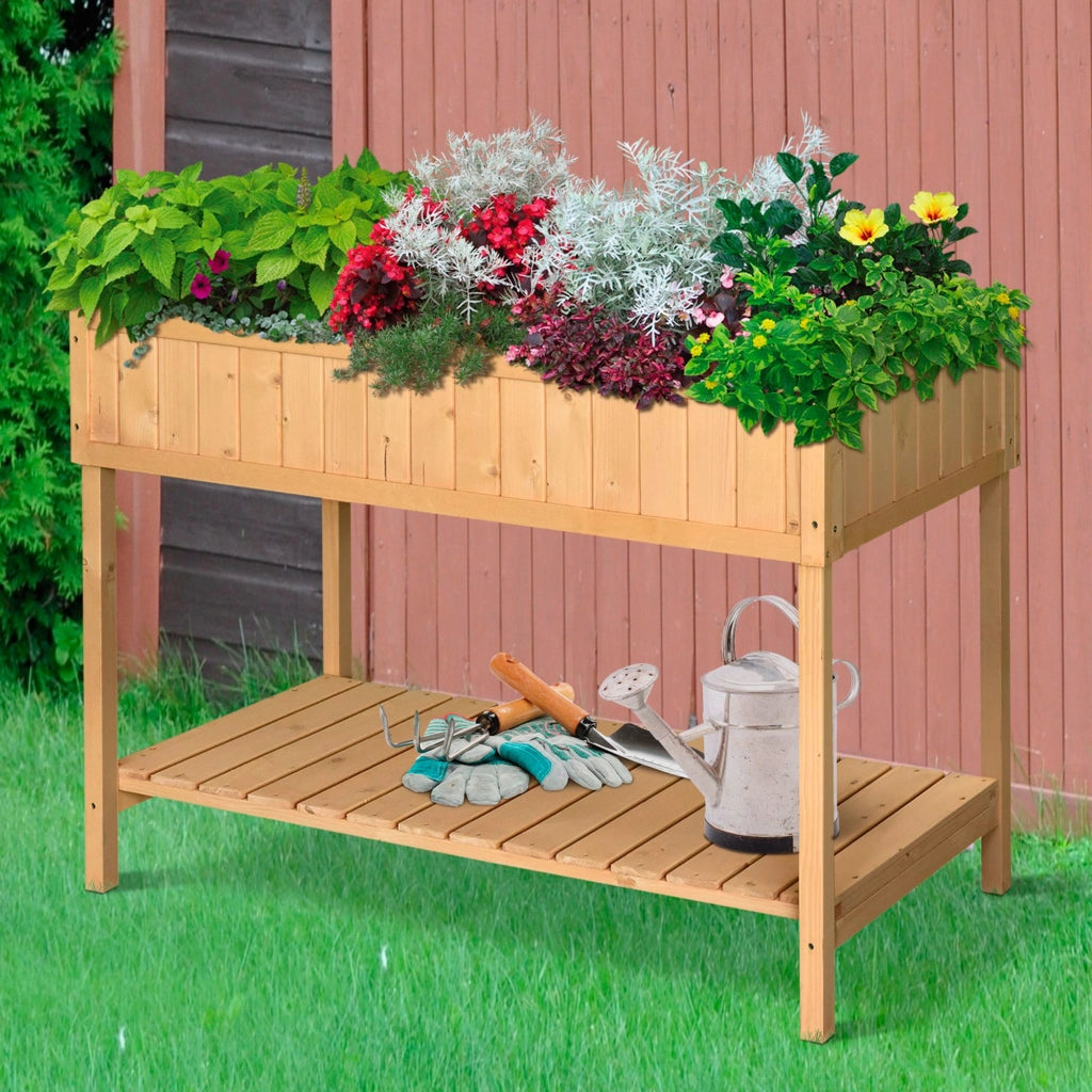 Letto a soppalco con 8 scomparti e tavolo da giardino ¨C zephmum ¨C in legno di abete con ripiano e scarico