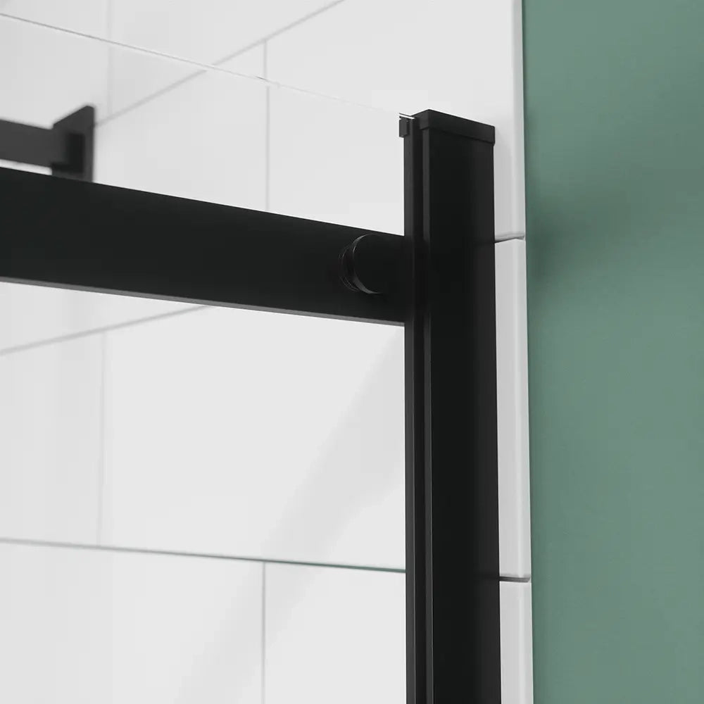 Box doccia 70x100 cm scorrevole vetro 8mm trasparente profili nero opaco h195cm | Creta