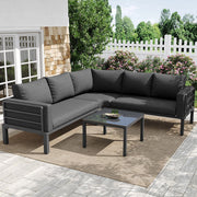 Set giardino - Xylo - 4/5 posti con tavolo vetro temperato grigio