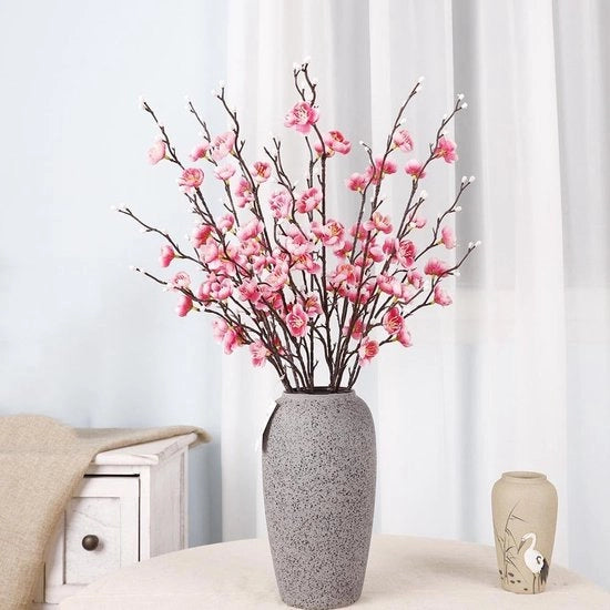 Set di fiori artificiali 12 pezzi - Fiori di prugno - Senza manutenzione - Lunghezza 55 cm - Ideale per vaso - Decorazione elegante - Fiori artificiali