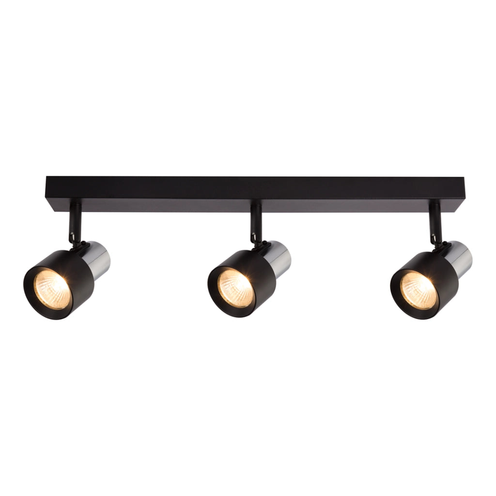 Plafoniera barra nera 3 spot orientabili GU10 10W Cino