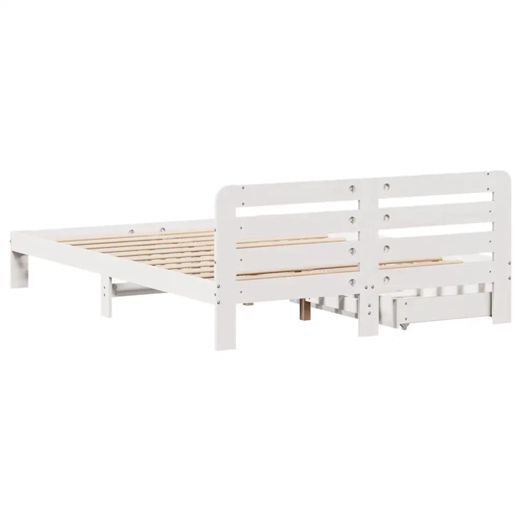 Letto matrimoniale | Letto per adulti | Giroletto senza Materasso Bianco 140x200 cm Legno Massello Pino