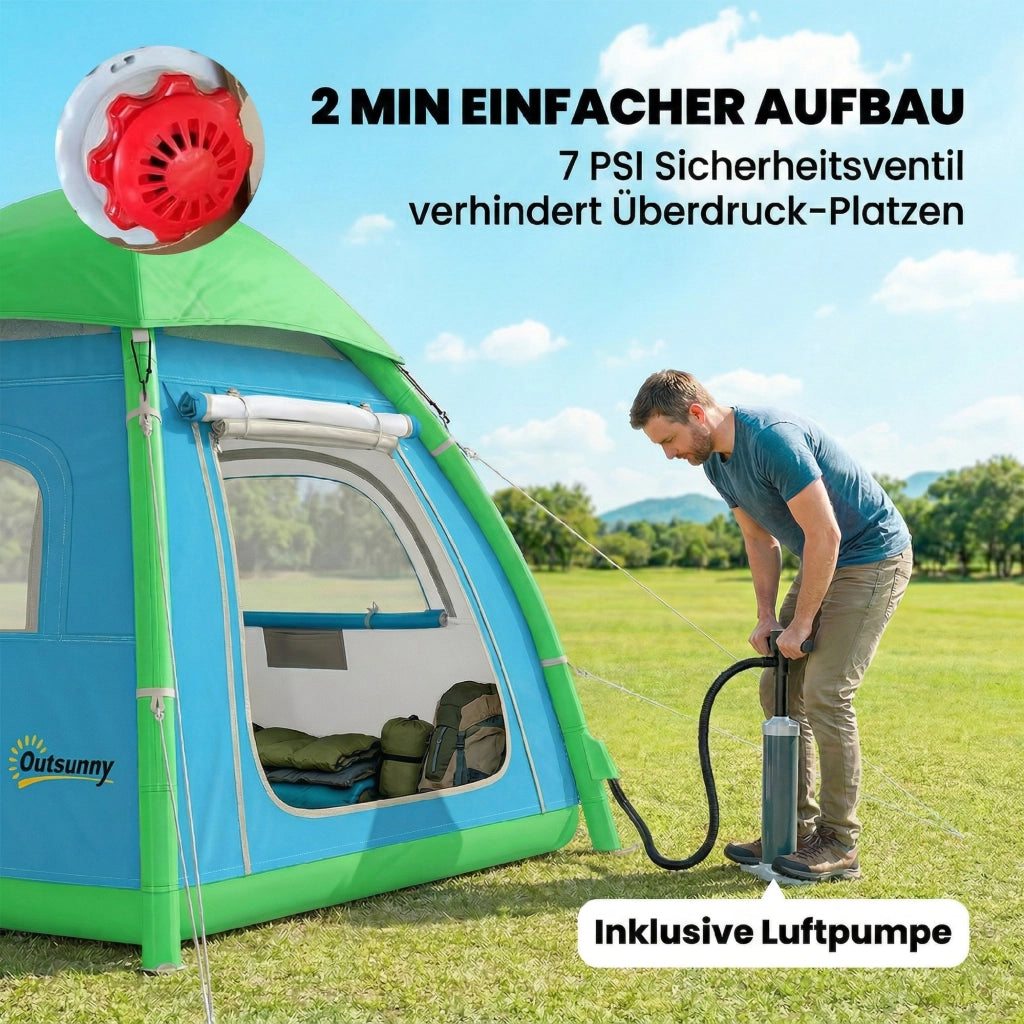 Tenda gonfiabile 3 posti ¨C zephmum ¨C verde con pompa e finestre a rete