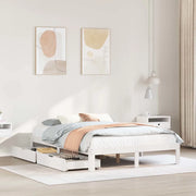 vidaXL Giroletto con Cassetti Bianco 150x200 cm Legno Massello di Pino