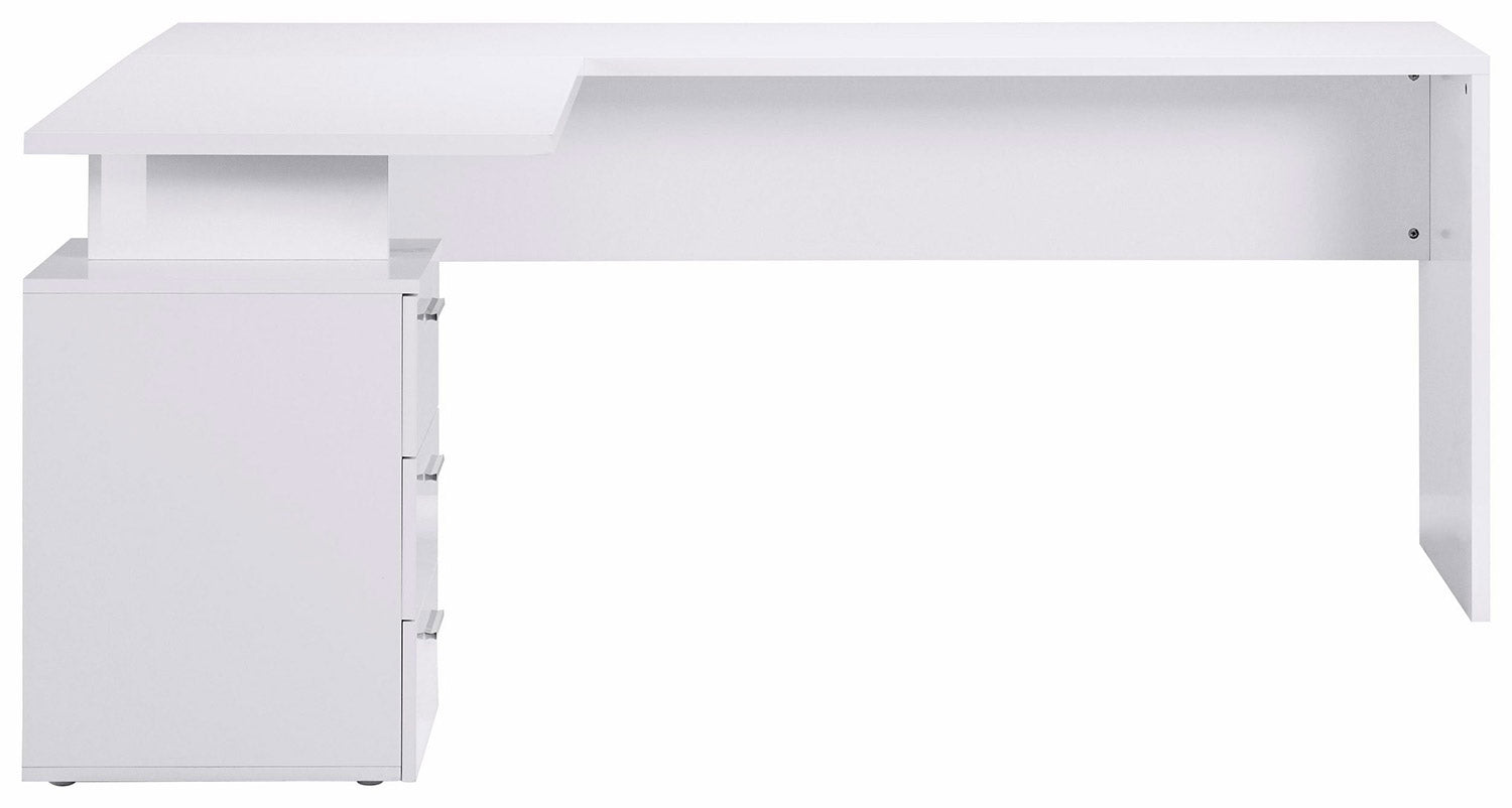 Scrivania Angolare 180/160x60x75cm cm New Selina Bianco Lucido e Ardesia