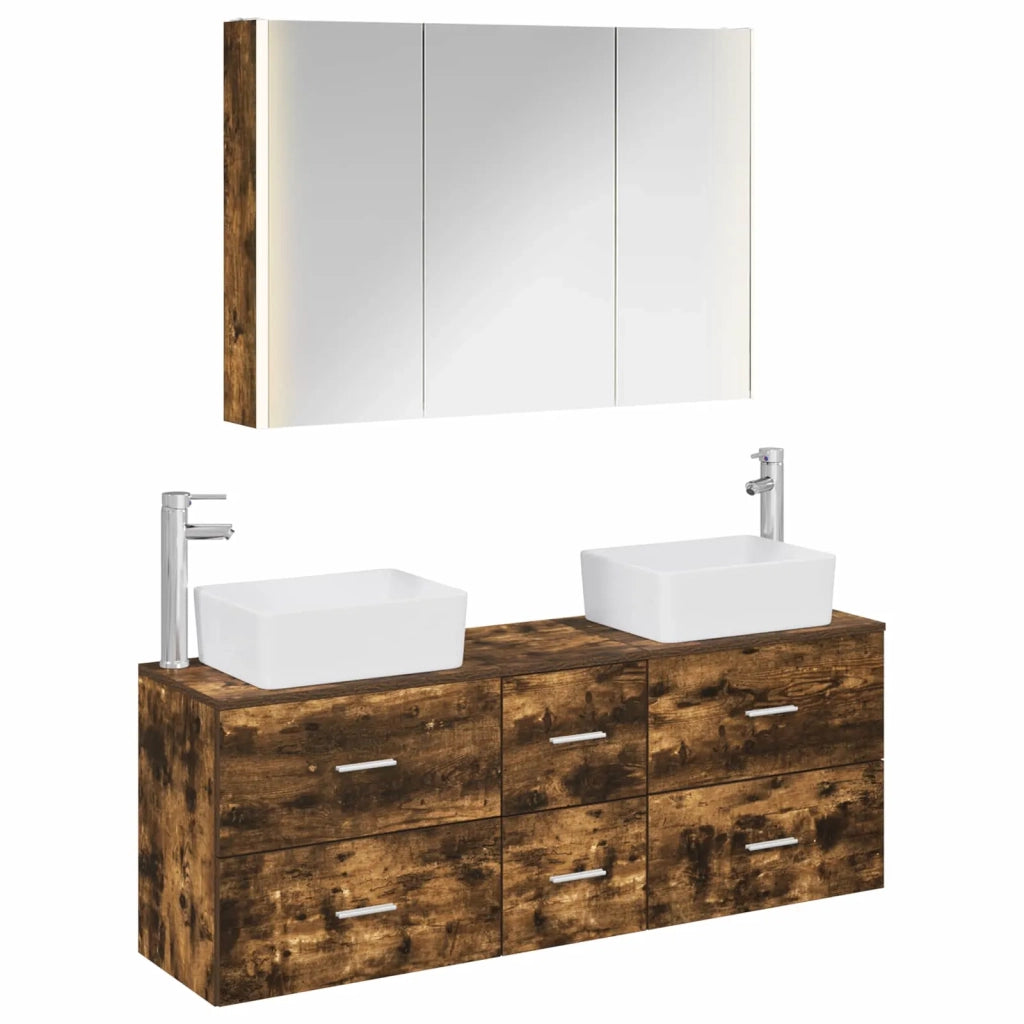 Set di mobili per il bagno 4 pcs Rovere Fumo 3406867