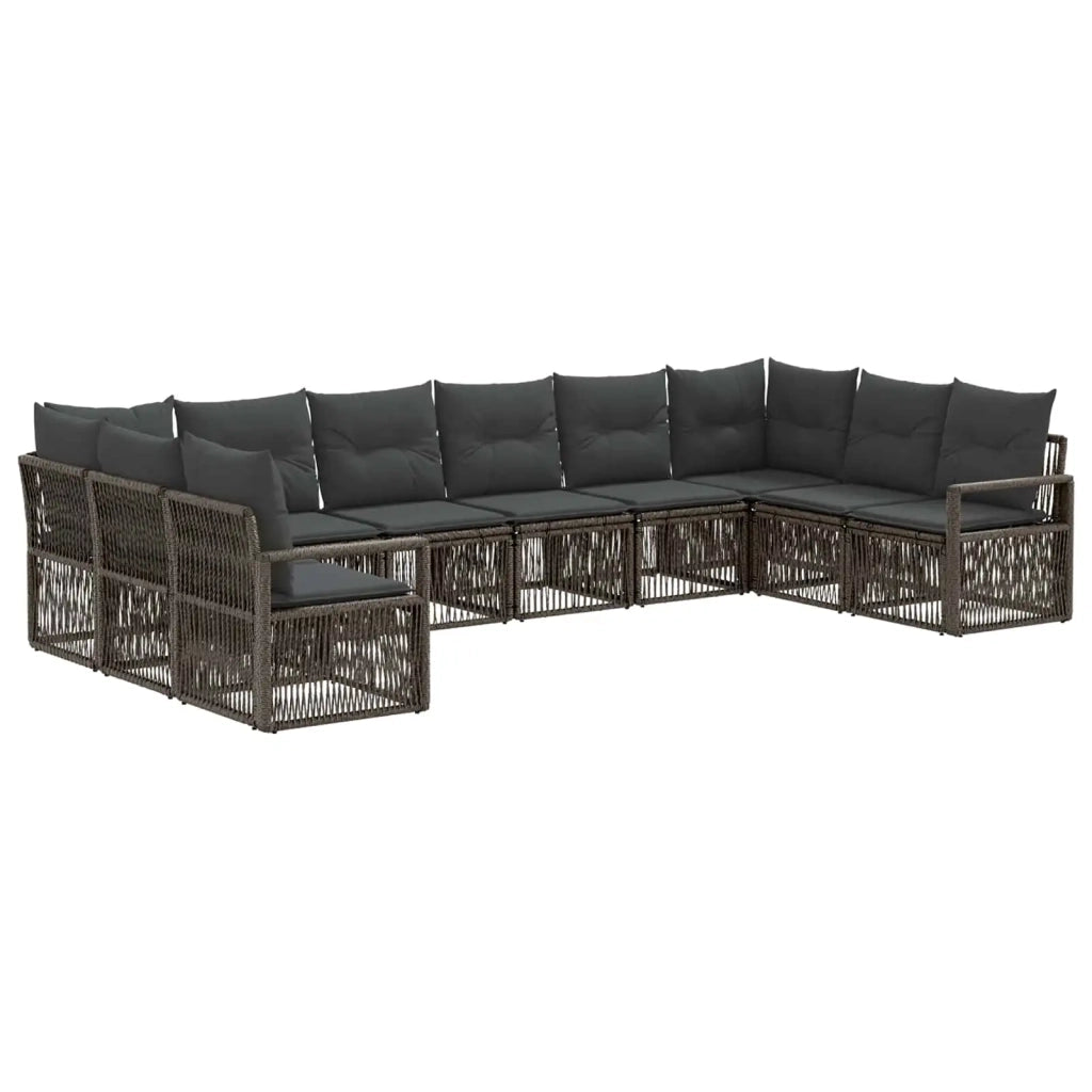Set Divano da Giardino 10 pcs Grigio polyrattan 3435821