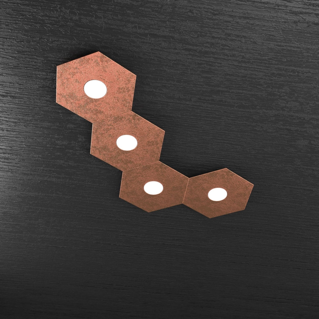 HEXAGON APPLIQUE-PLAFONIERA 4 LUCI FOGLIA RAME 1142-4L-FR