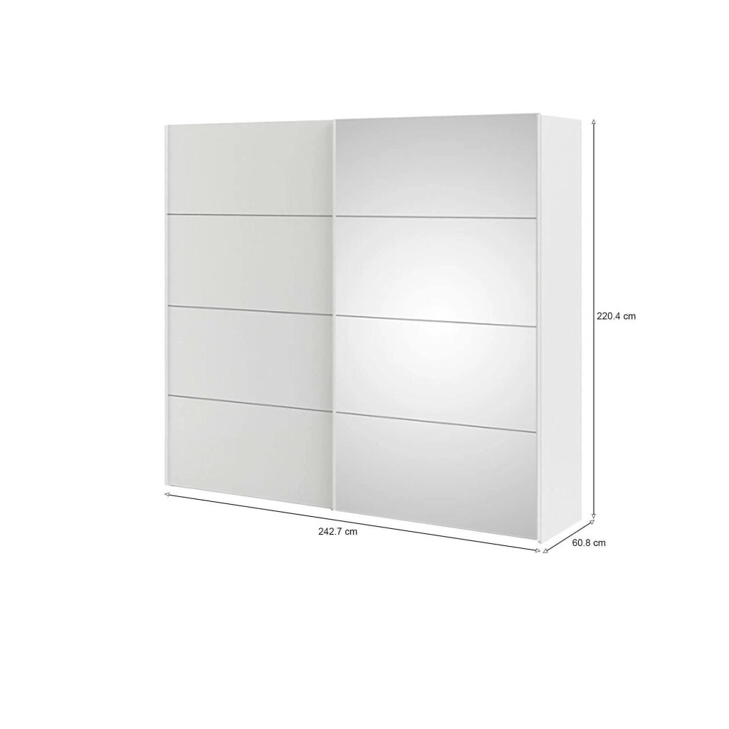 Guardaroba 2 ante Tobie, Mobile camera da letto, Cabina armadio portabiti, Armadio appendiabiti, 243x61 h220 cm, Bianco lucido