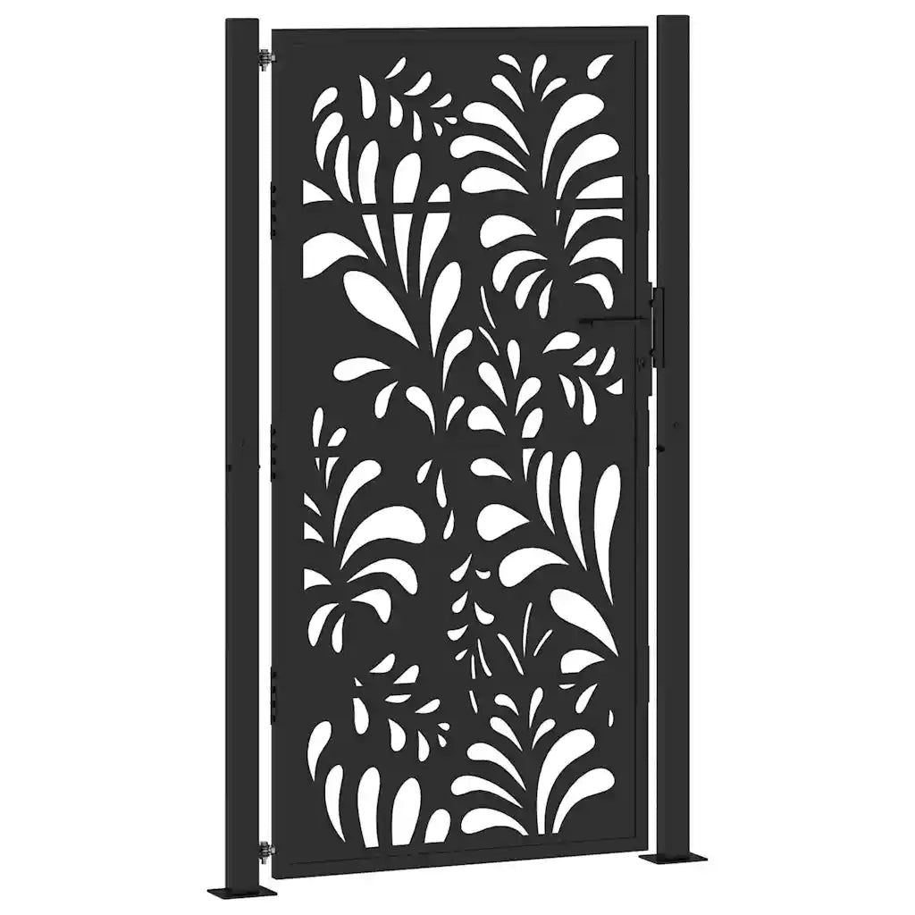 Cancello da giardino nero 100x175 cm in acciaio design ondulato 4100972