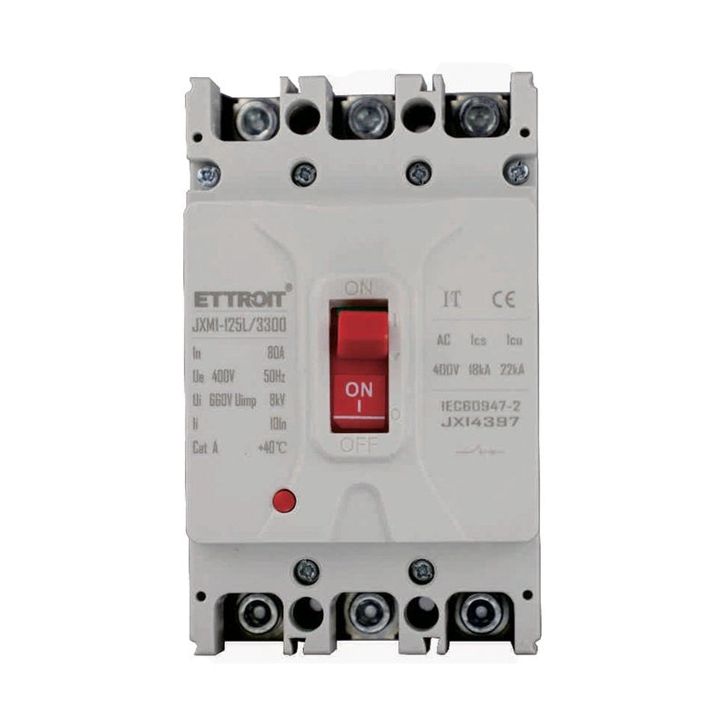 MCCB Interruttori Scatolati Magnetotermici 3P 22kA 80A AC 400V IP20 IEC60947-2