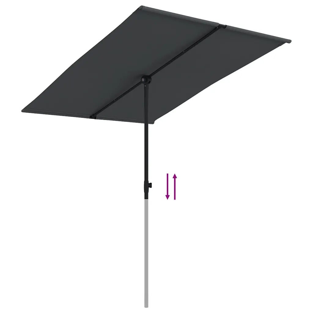 Ombrello | Parasolne da Giardino con Palo in Alluminio 2x1,5 m Nero