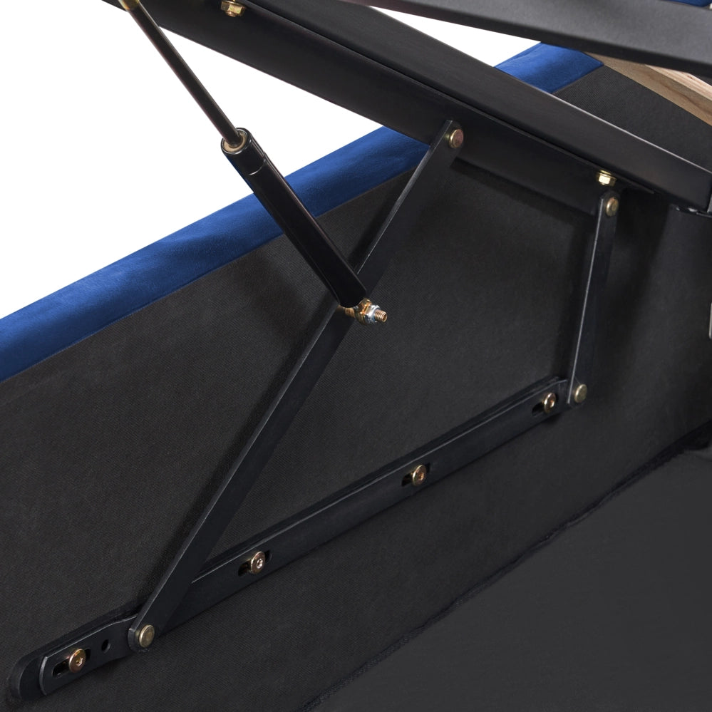 Letto contenitore Rivestimento in velluto blu 180 x 200 cm con testiera trapuntata a rombi con base a doghe