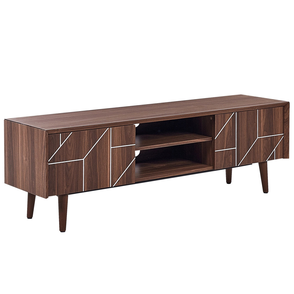 Mobile TV in colore legno scuro con 2 scomparti e 2 ripiani stile retrò soggiorno camera da letto