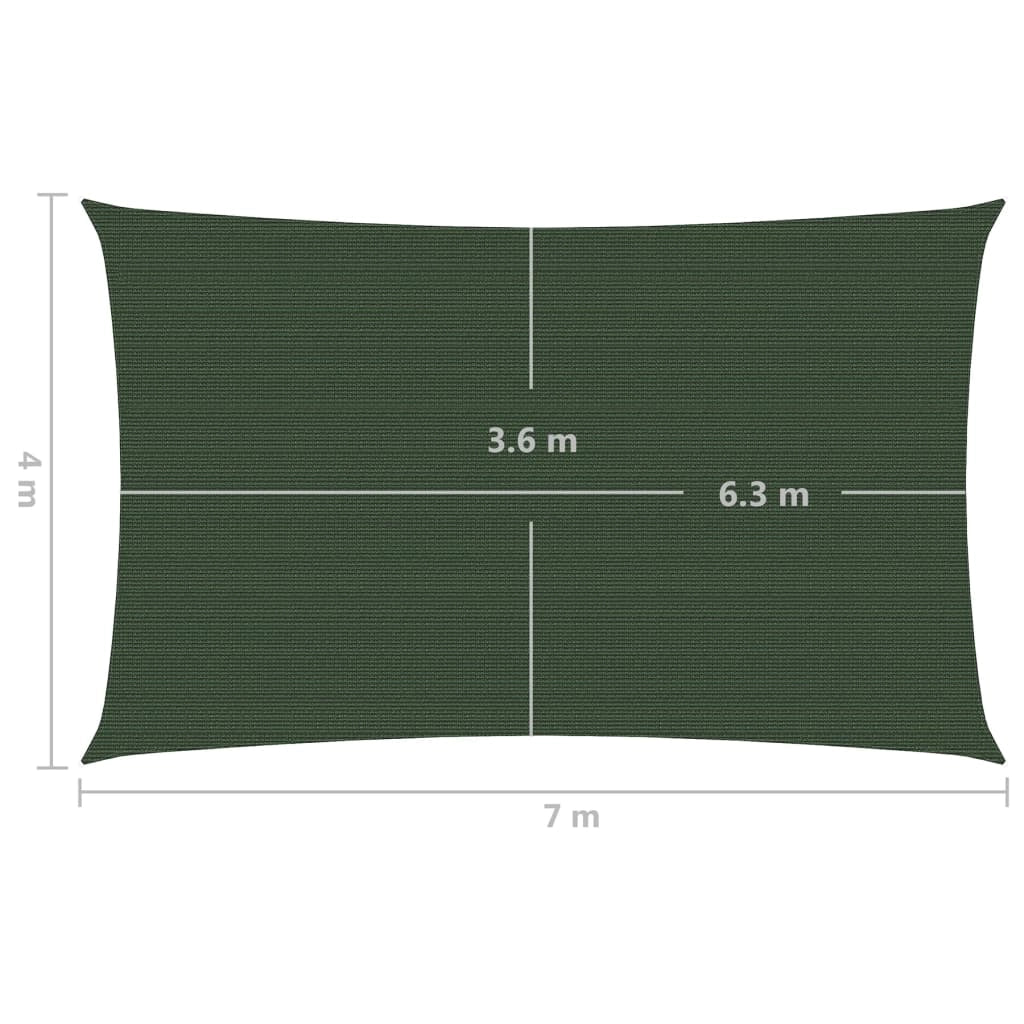 Vela ombreggiante 160 g/m² verde scuro 4 x 7 m HDPE 02_0009437