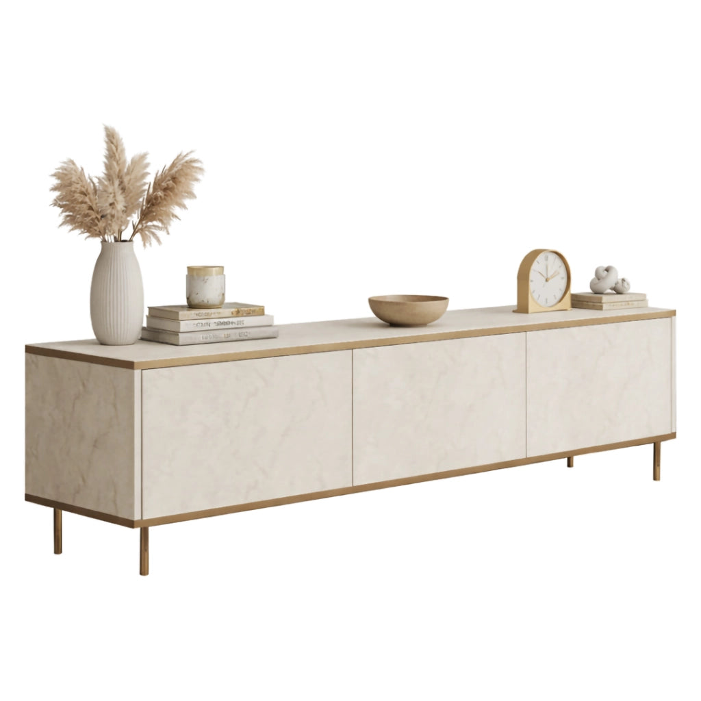 Sassello, Mobile Porta tv 3 Vani, 180x35x45h cm Beige Maro