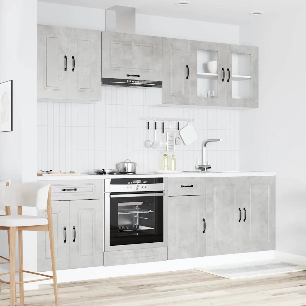 Set Mobili da Cucina 8 pz Kalmar Grigio Cemento in Truciolato 3314825