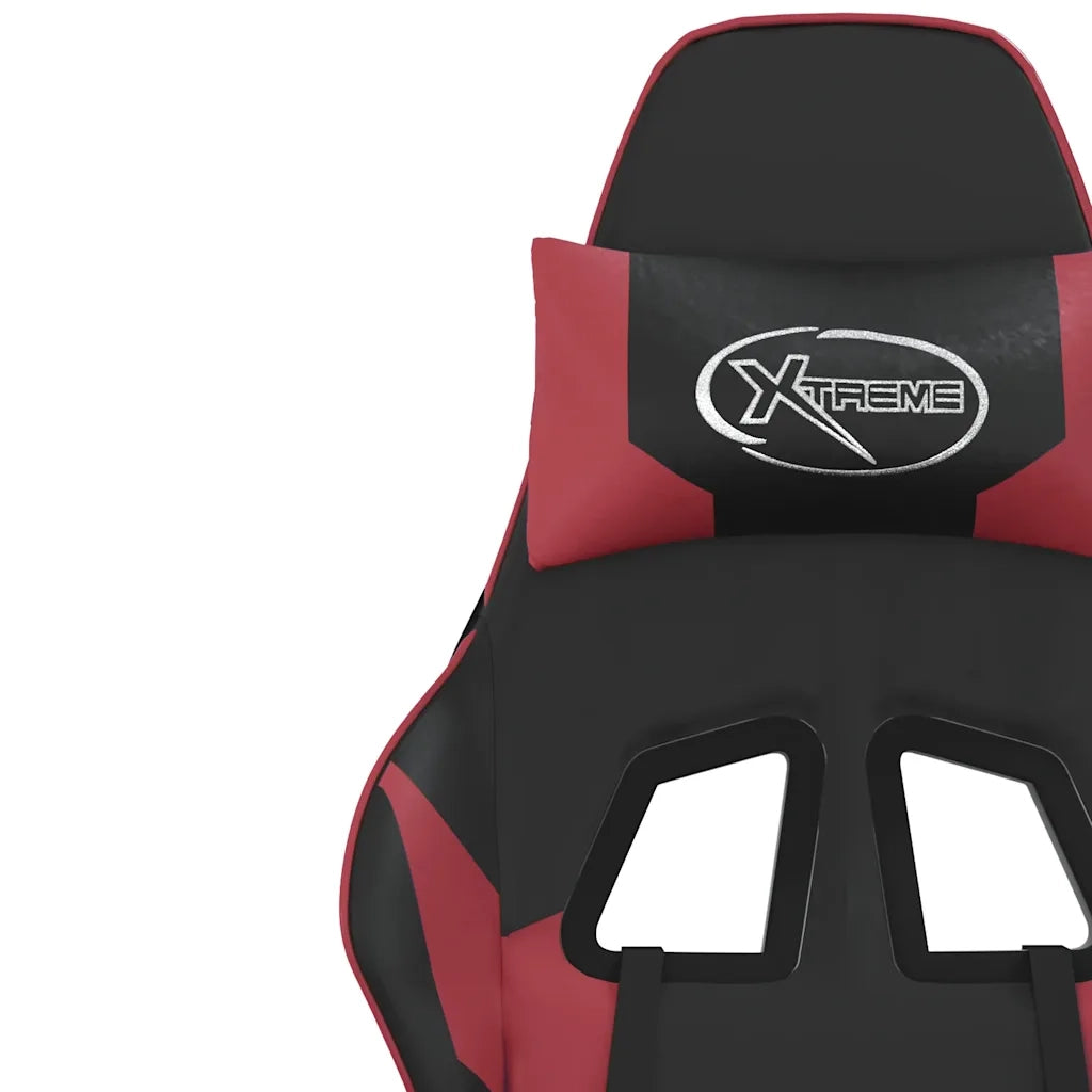 Sedia Gaming | Sedia da e-sports Massaggio Nero e Rosso Vino in Similpelle