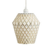 Lampada a sospensione Lumi in vetro bianco e oro