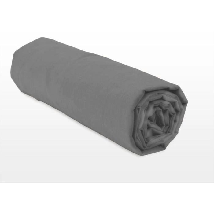 Lenzuolo con angoli - HOME LINGE PASSION - HP71762 - 90 x 190 cm + cuffia 30 cm - Microfibra - 82 g - Grigio antracite